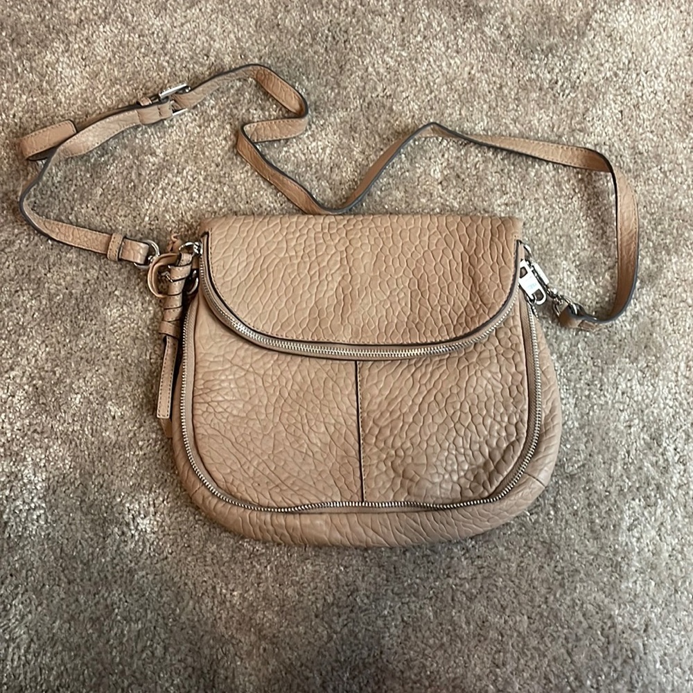 Vince Camuto Lamb Leather Crossbody Bag Leather Beige Color